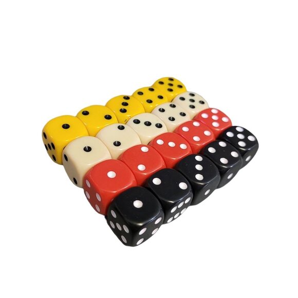 Yahtzee Texas Hold Em Game Red Yellow Black White Replacement Dice 20 - Picture 1 of 3